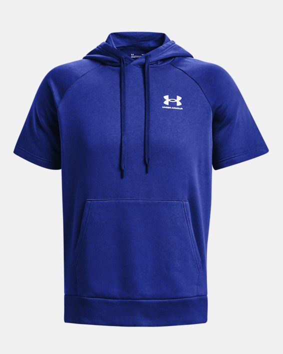 Men's UA Rival Fleece Short Sleeve Hoodie, Blue, pdpMainDesktop image number 4